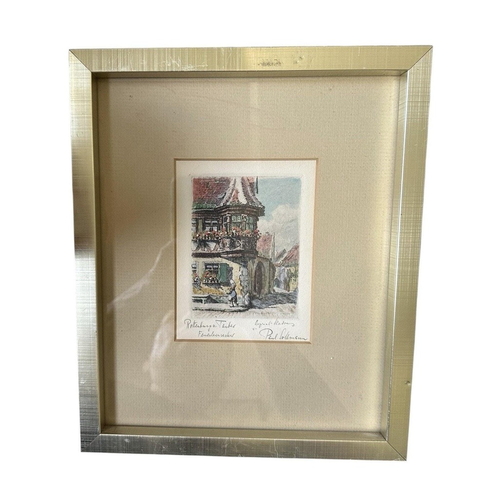 Original Signed Paul Sollmann Etching of Rothenburg Ob Der Tauber Germany